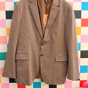 PJ Paul Jones Tan and Cream Checkered Sport Coat
